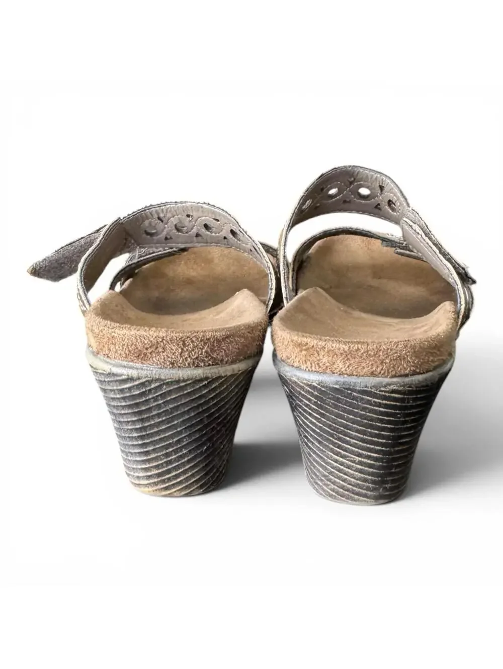 Wedge Sandals Light Brown Summer Pleather Faux Suede Size Women's 6M GC